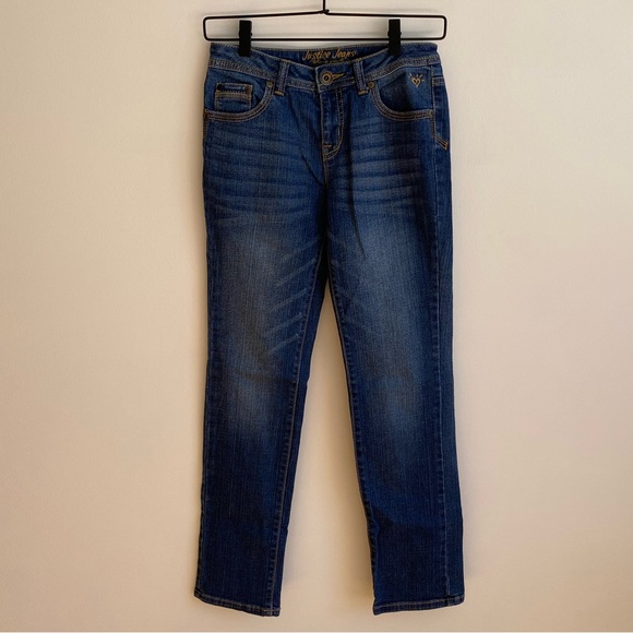 Justice Girls Dark‎ Wash Straight Jeans - Picture 1 of 6